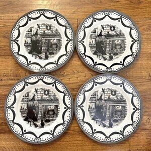 Royal Stafford Halloween Witch Black Cat Dining Plate set of 4